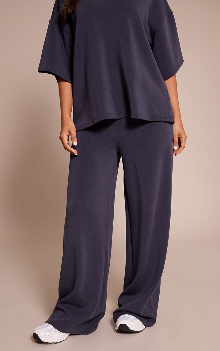 Petite Pantalon large modal bleu marine à taille élastique image 2