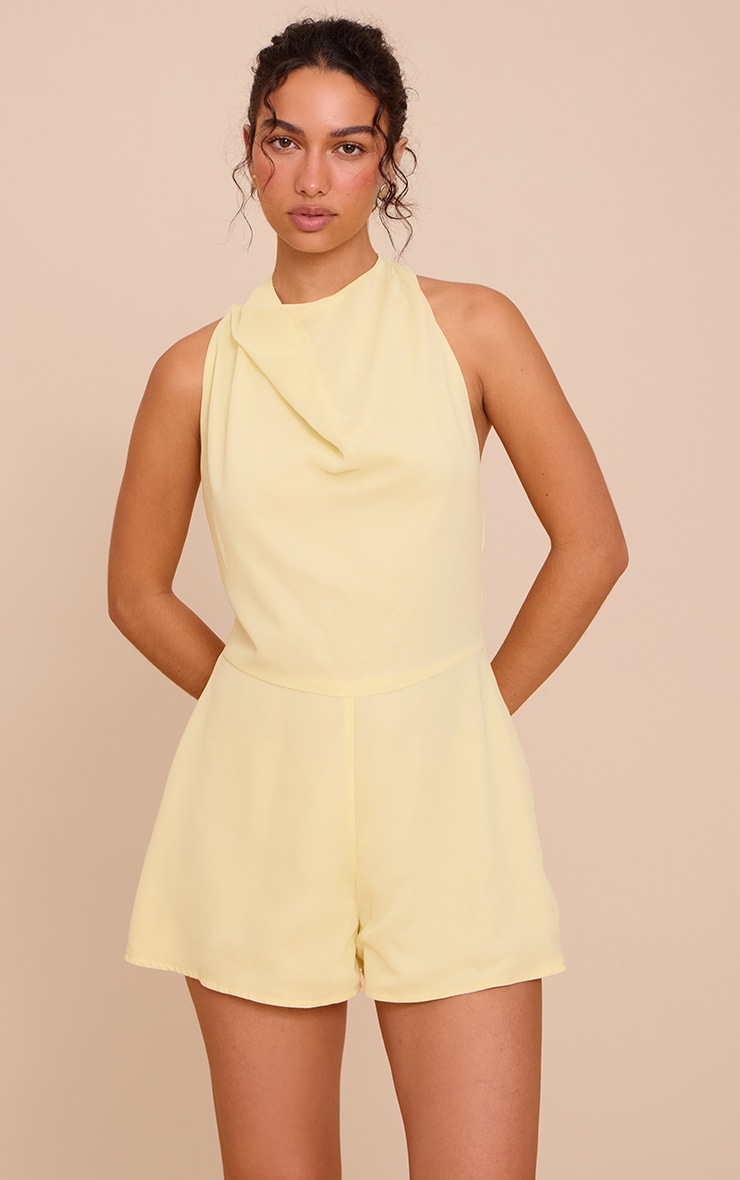 Lemon Chiffon Scarf Detail Floaty Romper image 1