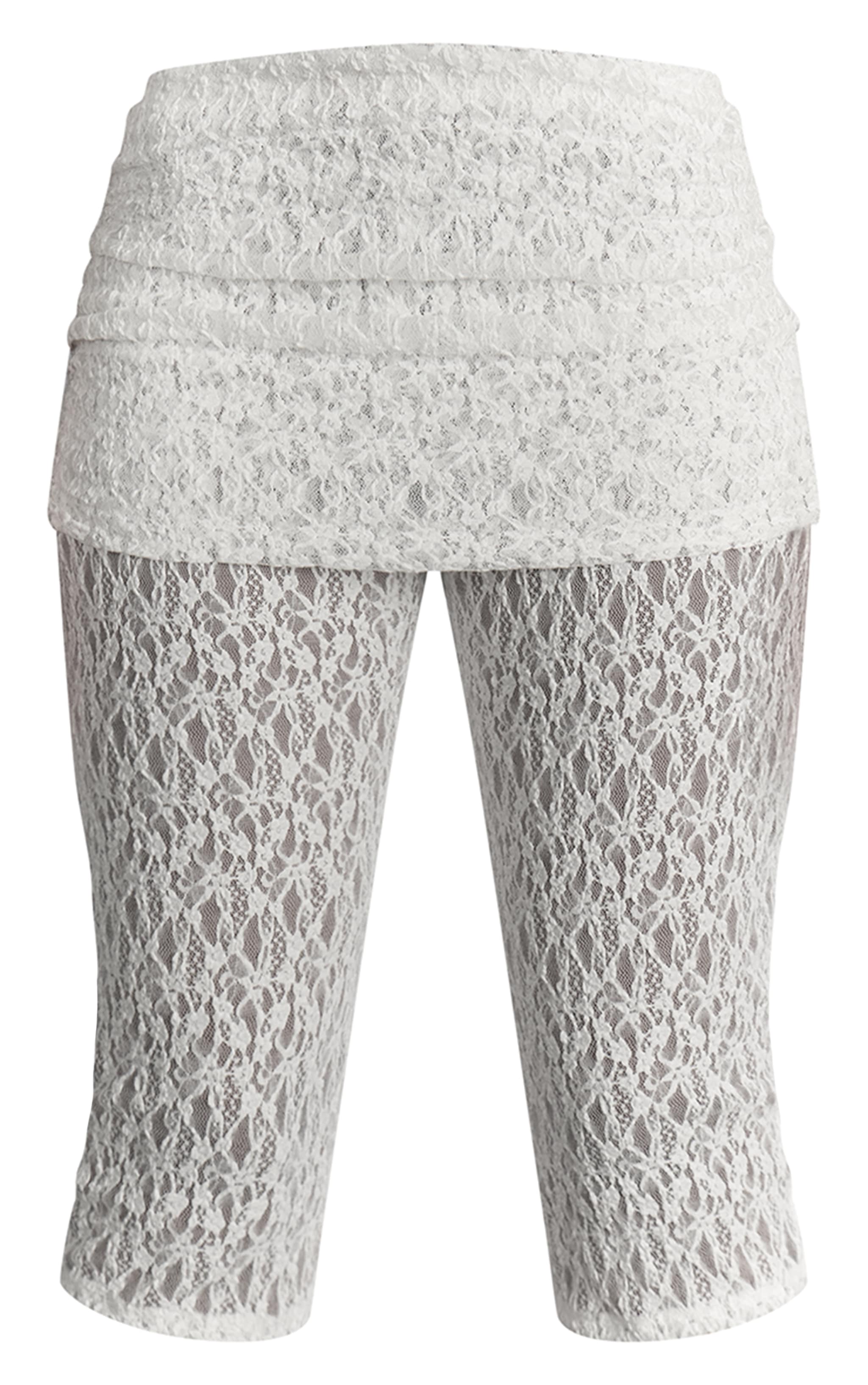 White Lace Fold Over Capri's image 5