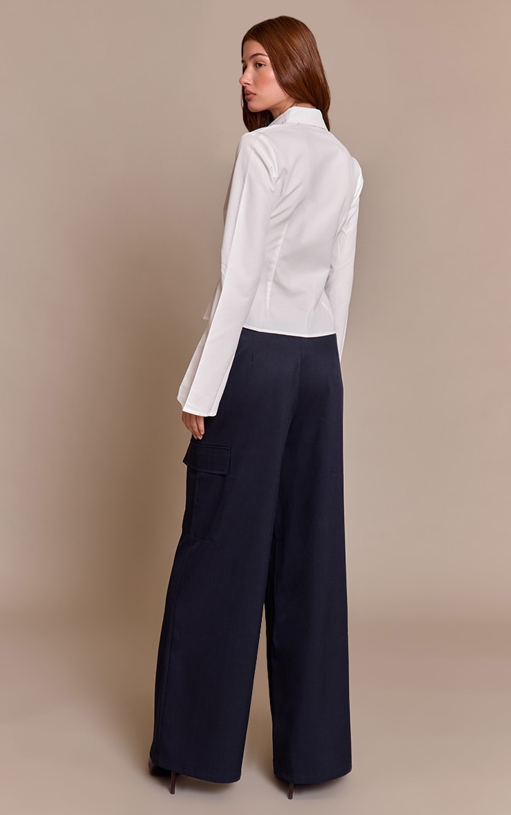 Navy Woven Wrap Detail Cargos  image 3