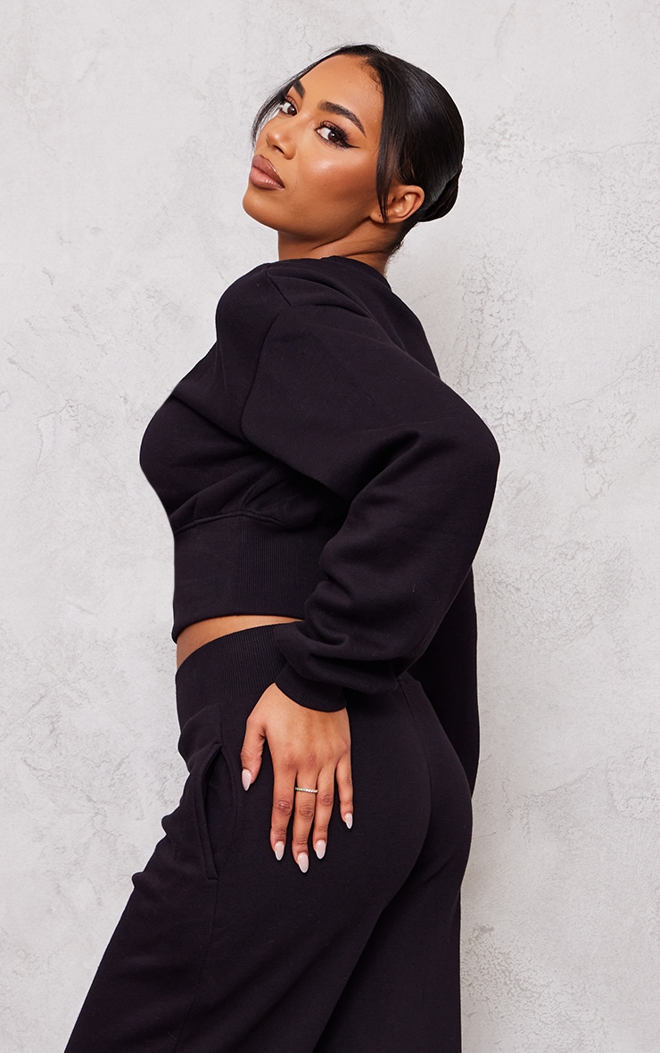Tall Black Cropped Oversized Sweatshirt image 2