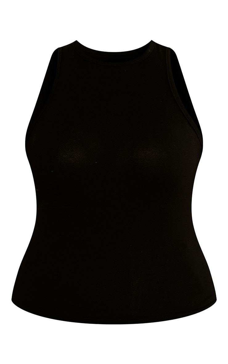 Plus Black Racer Neck Long Top image 5