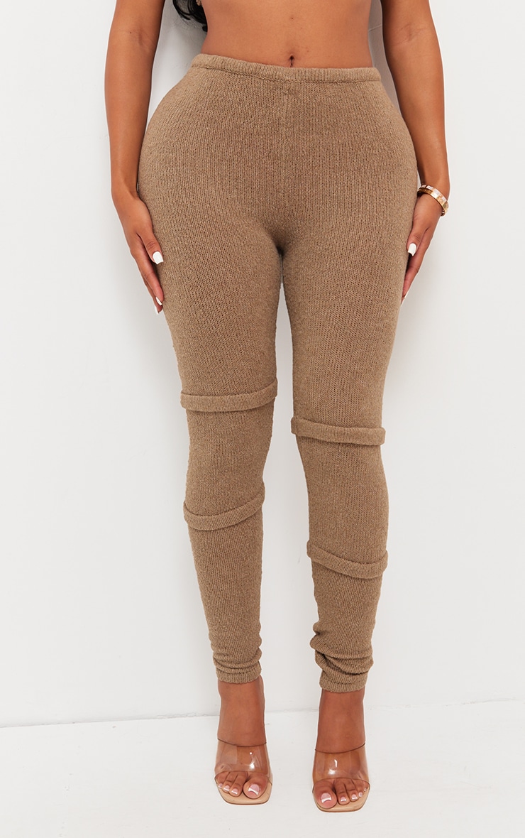 Shape Mocha Knit High Waist Seam Detail Trousers image 2