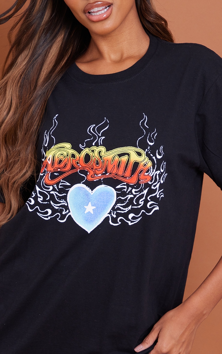 Black Aerosmith Printed T Shirt image 4