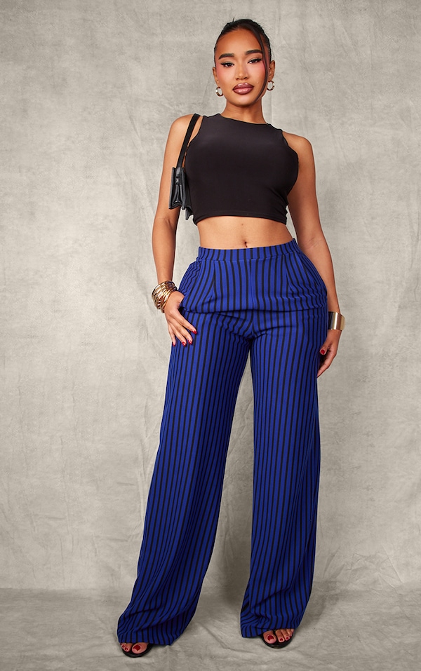 Le Lis blue striped wide leg pant main image 1