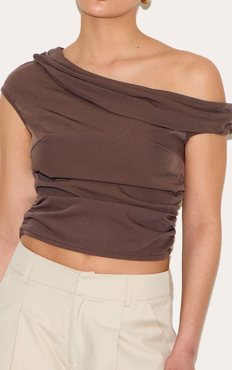 Asymmetrical Ruched Bow Top - Maroon main image 0