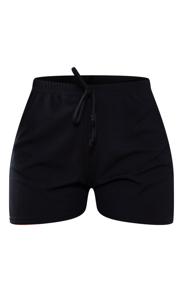 Black Basic Rib Floaty Short image 3