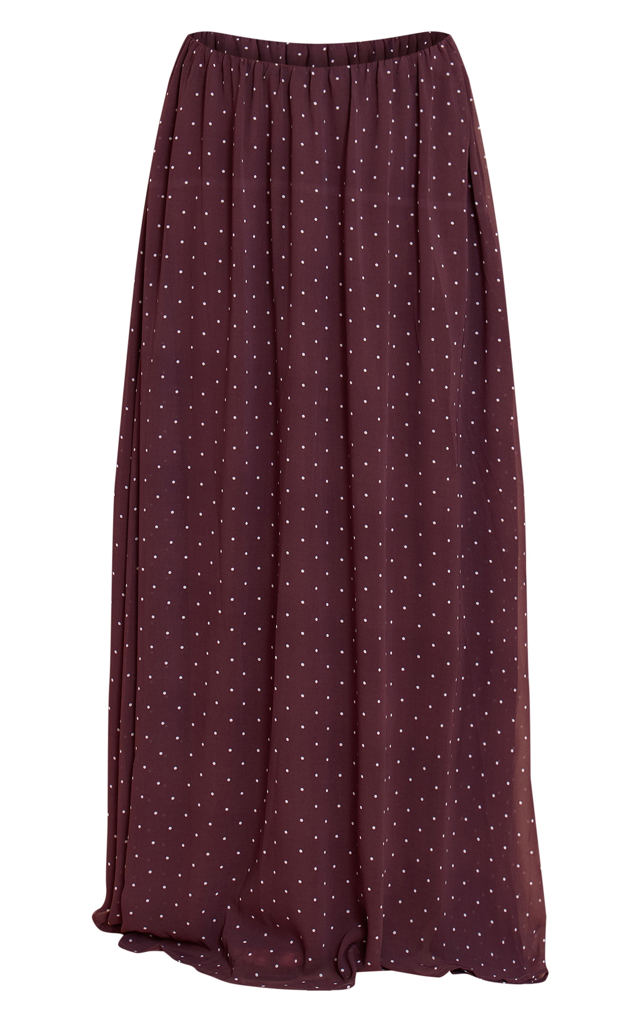 Brown Polka Dot Chiffon Maxi Skirt image 5