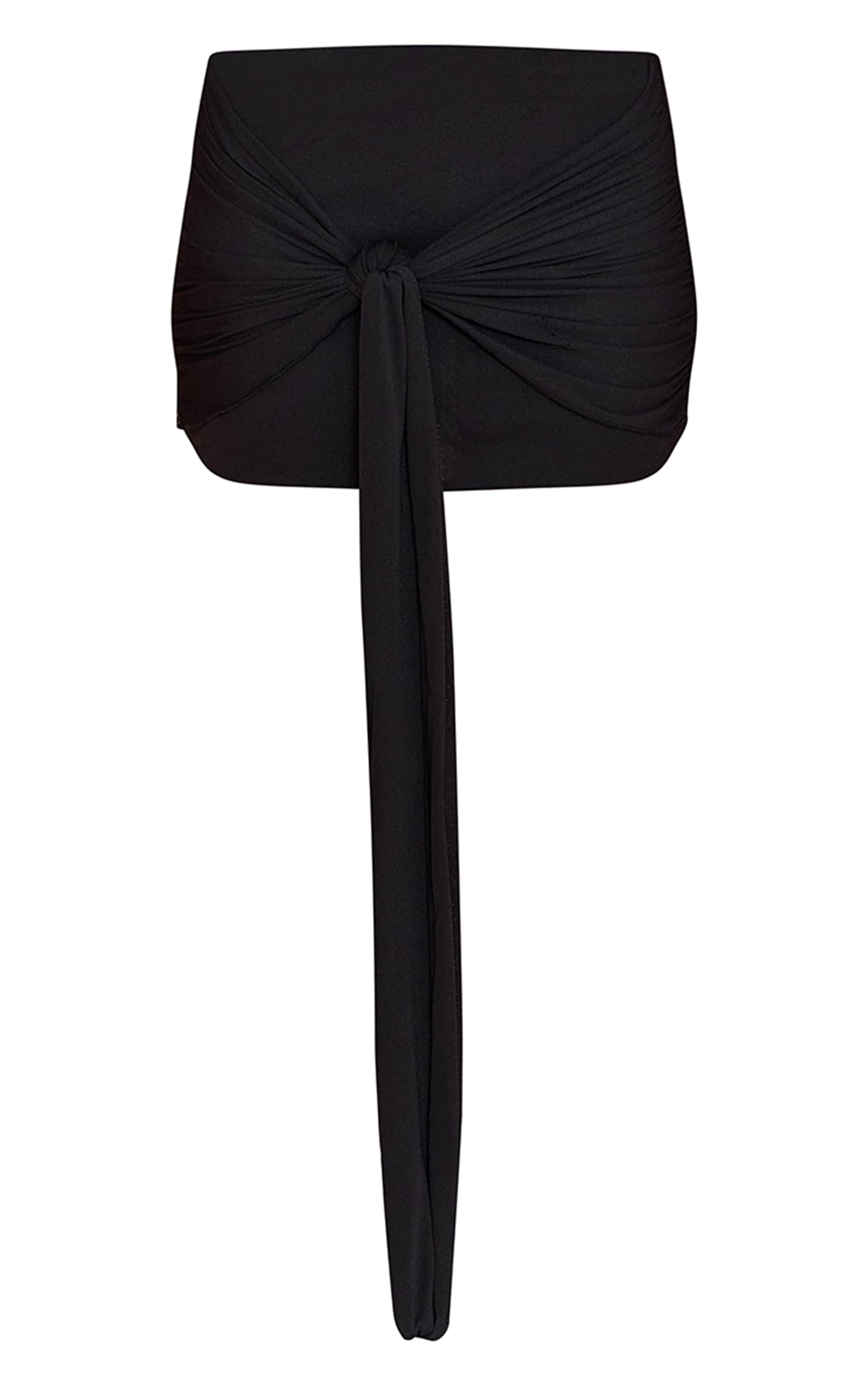 Black Textured Tie Front Mini Skirt image 6