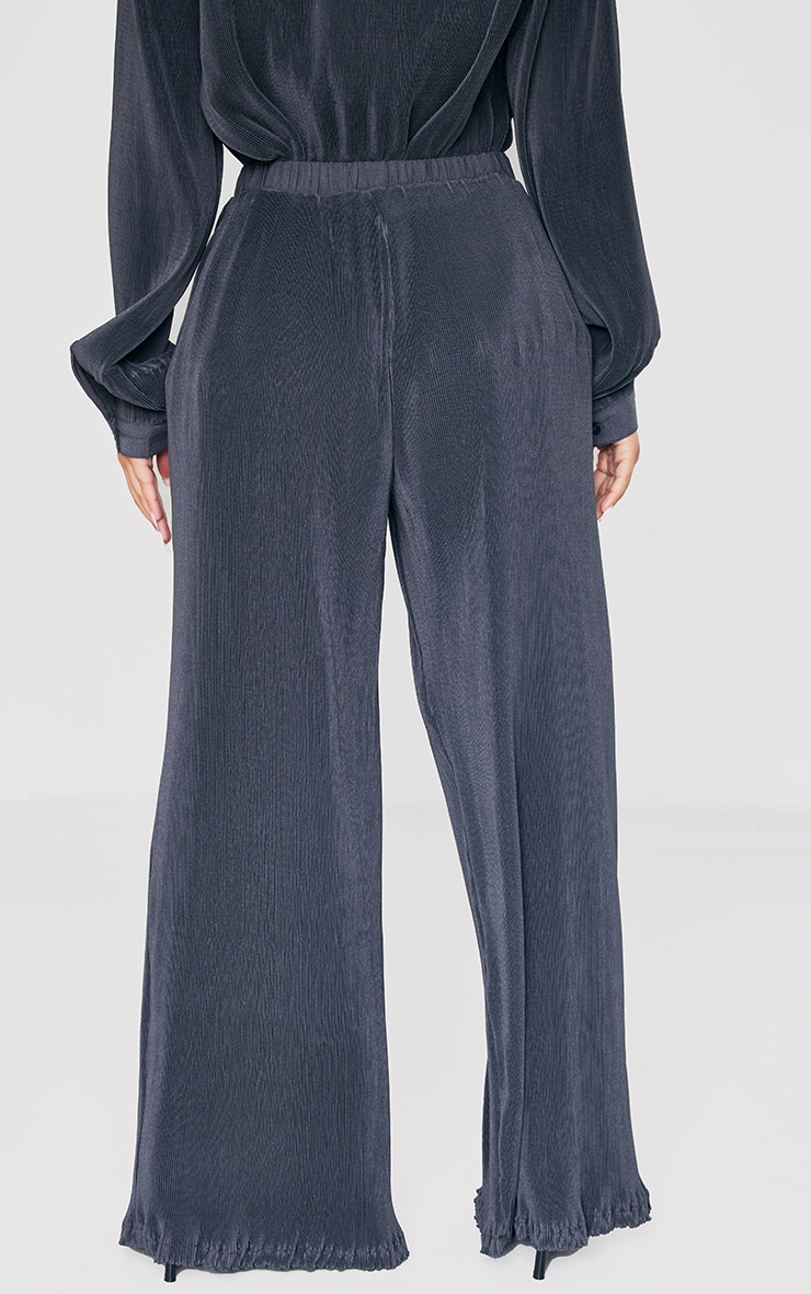 Petite Charcoal Plisse Wide Flare Pant image 3