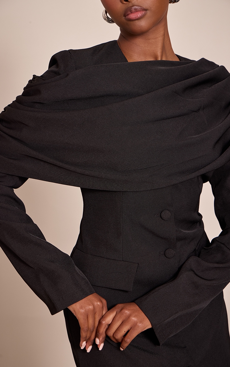 Black Tailored Sash Detail Blazer Dress image 4