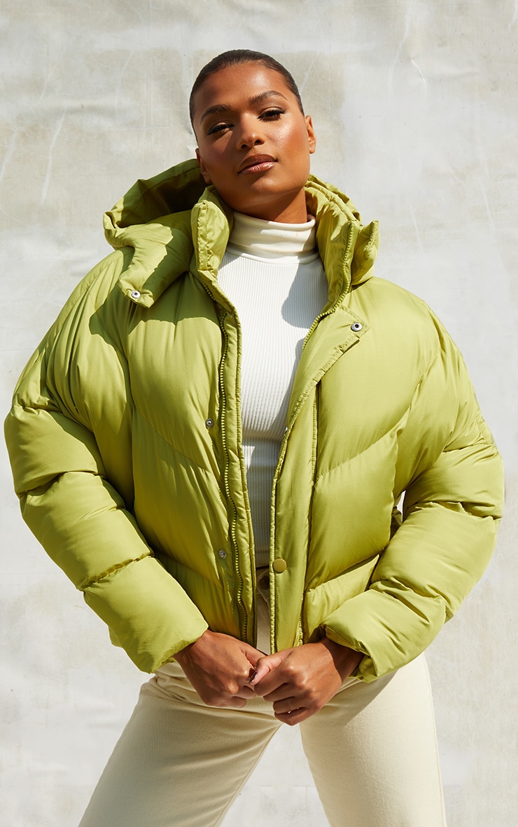 light green puffer jacket