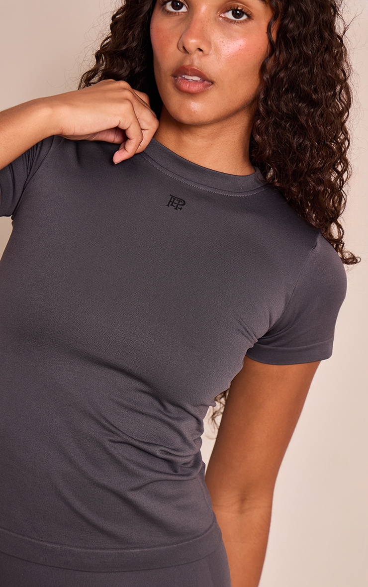 Charcoal Seamless Logo Gym Long Top image 4