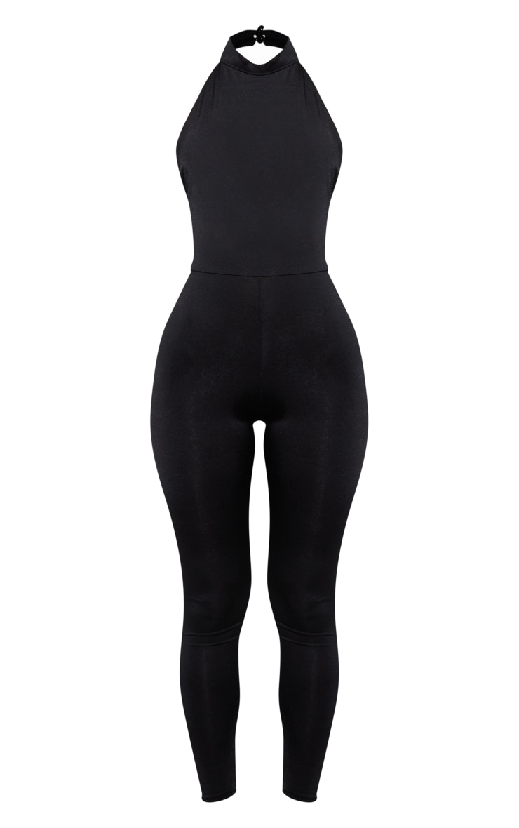 Petite Black Halterneck Jumpsuit Petite PrettyLittleThing