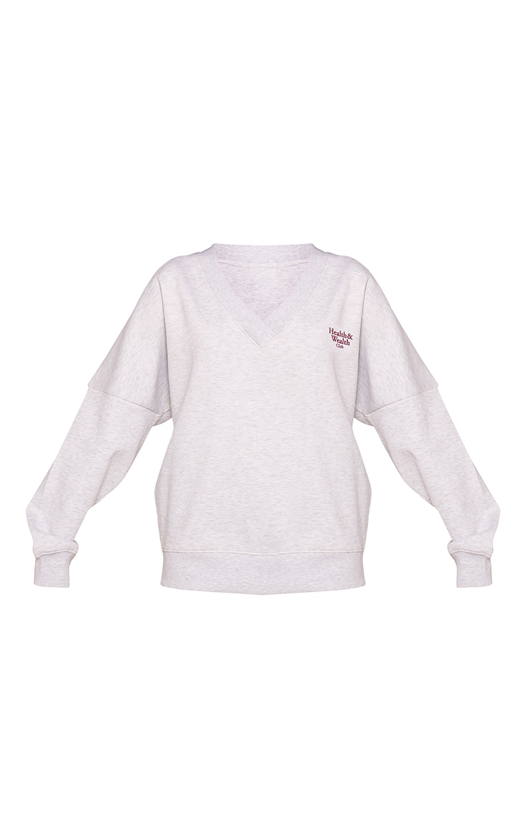 Ash Grey Health Club V Neck Sweatshirt image 5