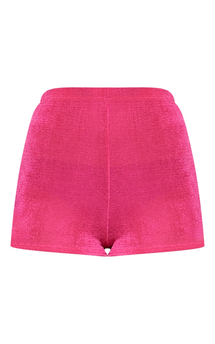 Mini-short moulant taille haute en acétate rose vif image 6