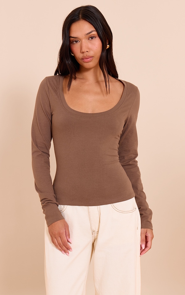 Mushroom Soft Cotton Crew Neck Long Sleeve Top