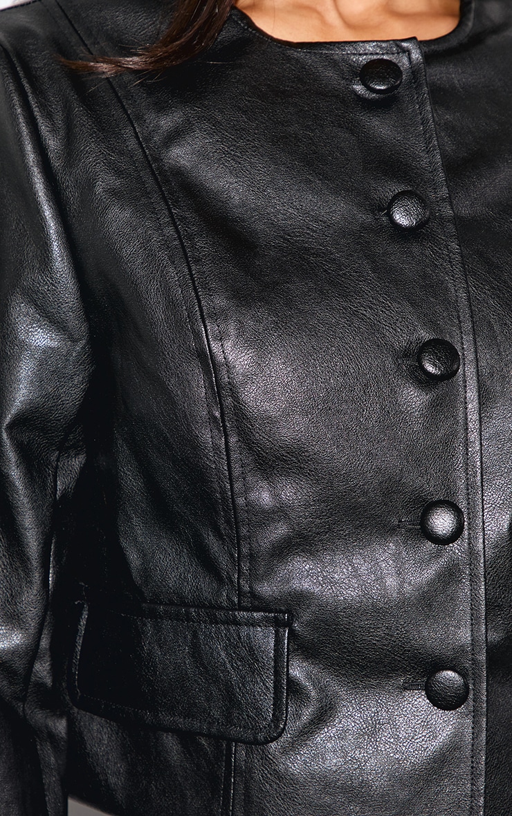 Petite Veste en PU noir à épaules carrées image 4