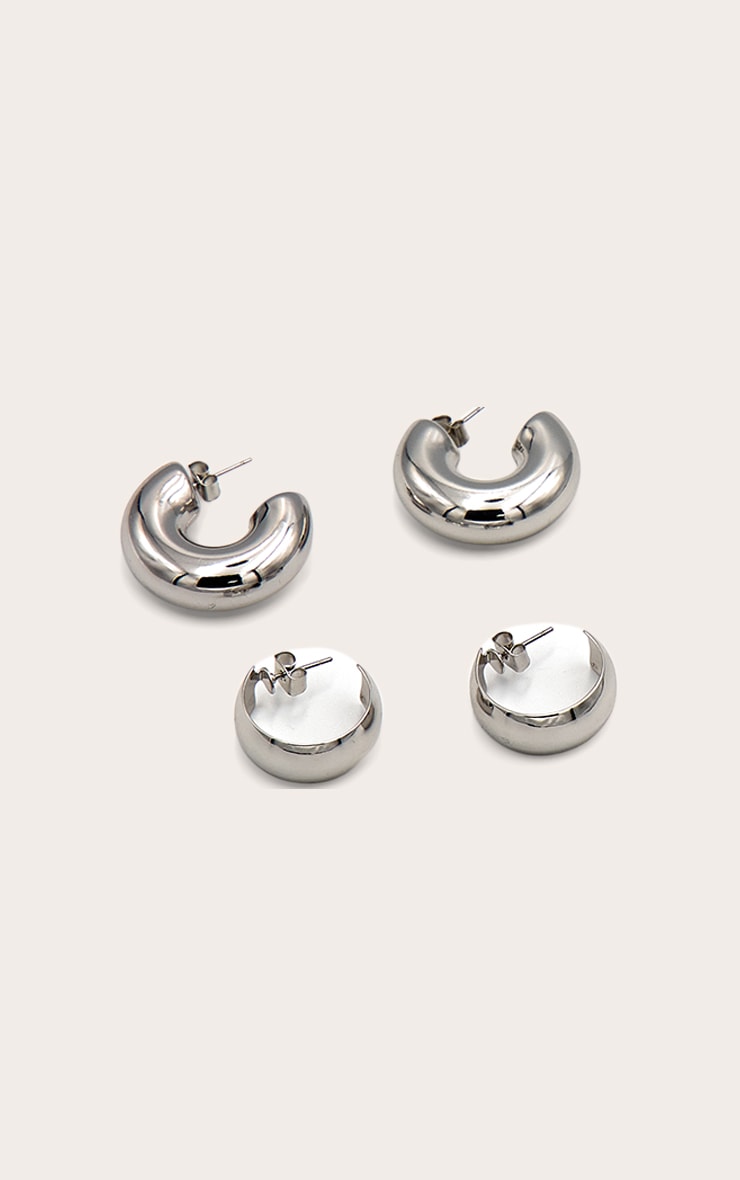 Silver Chubby Hoop Multipack image 2