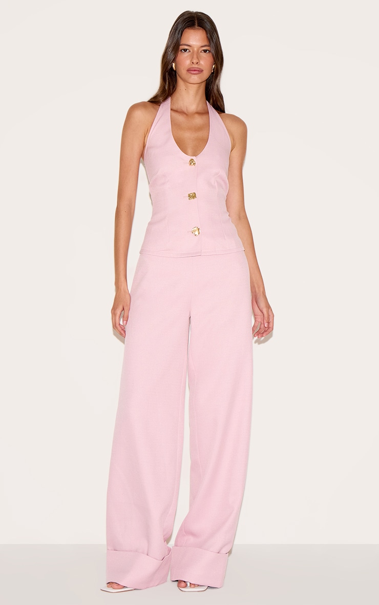 Pale Rose Trim Detail Textured Woven Vest image 3