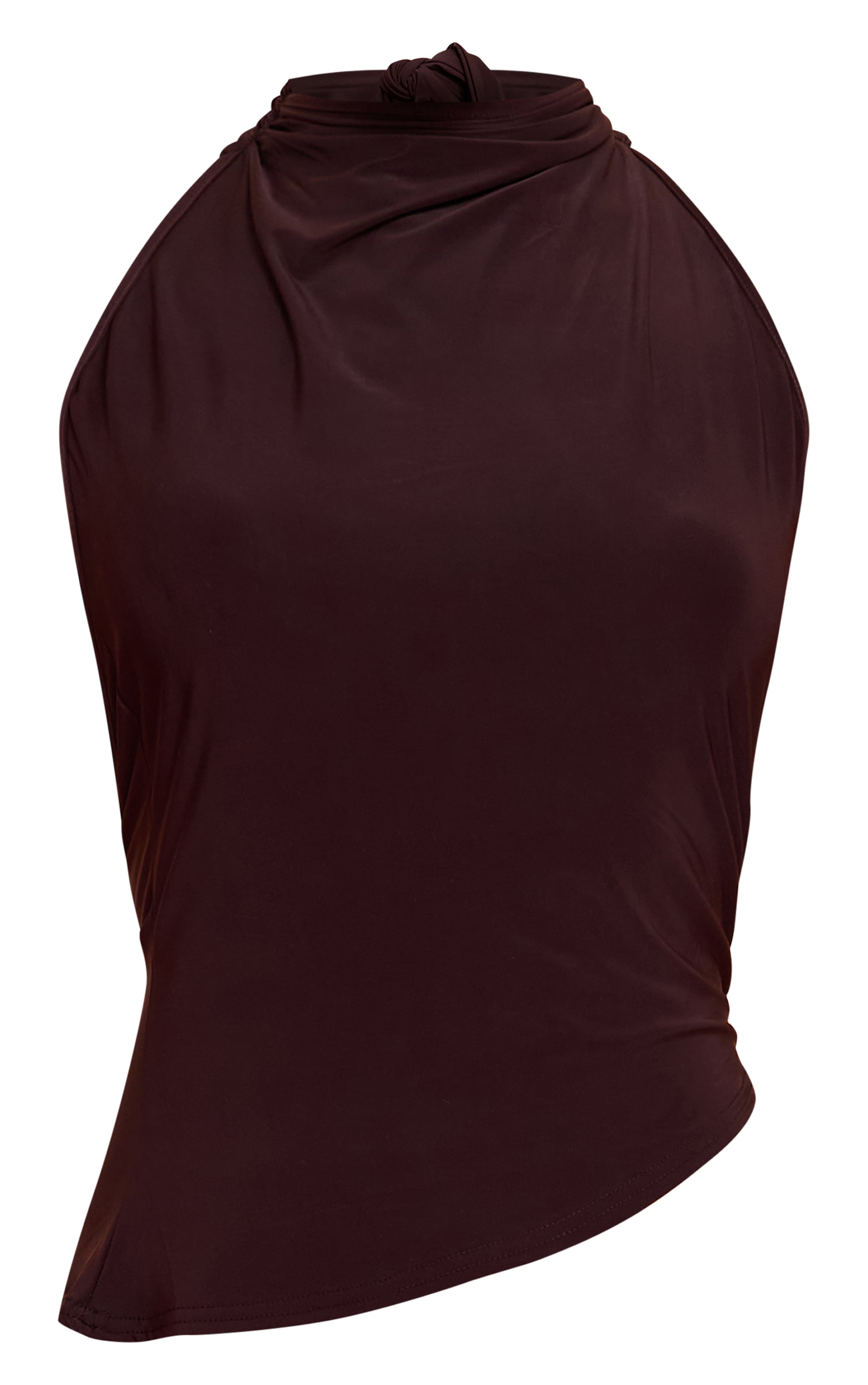 Chocolate Brown Slinky Tie Back Halter Top image 5