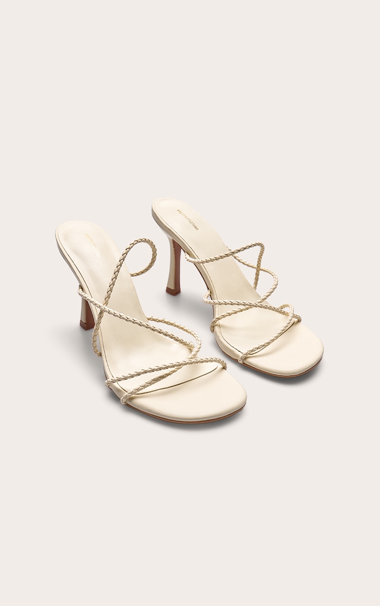 Bone Pu Braided Strap Heeled Mule image 3