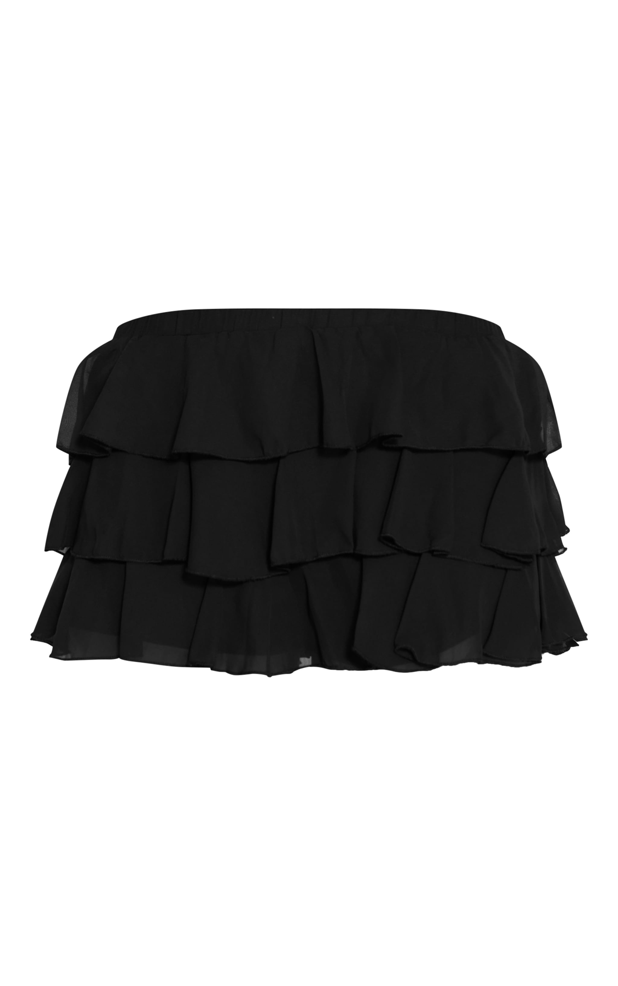 Jupe-short en mousseline de soie noire à volants image 6