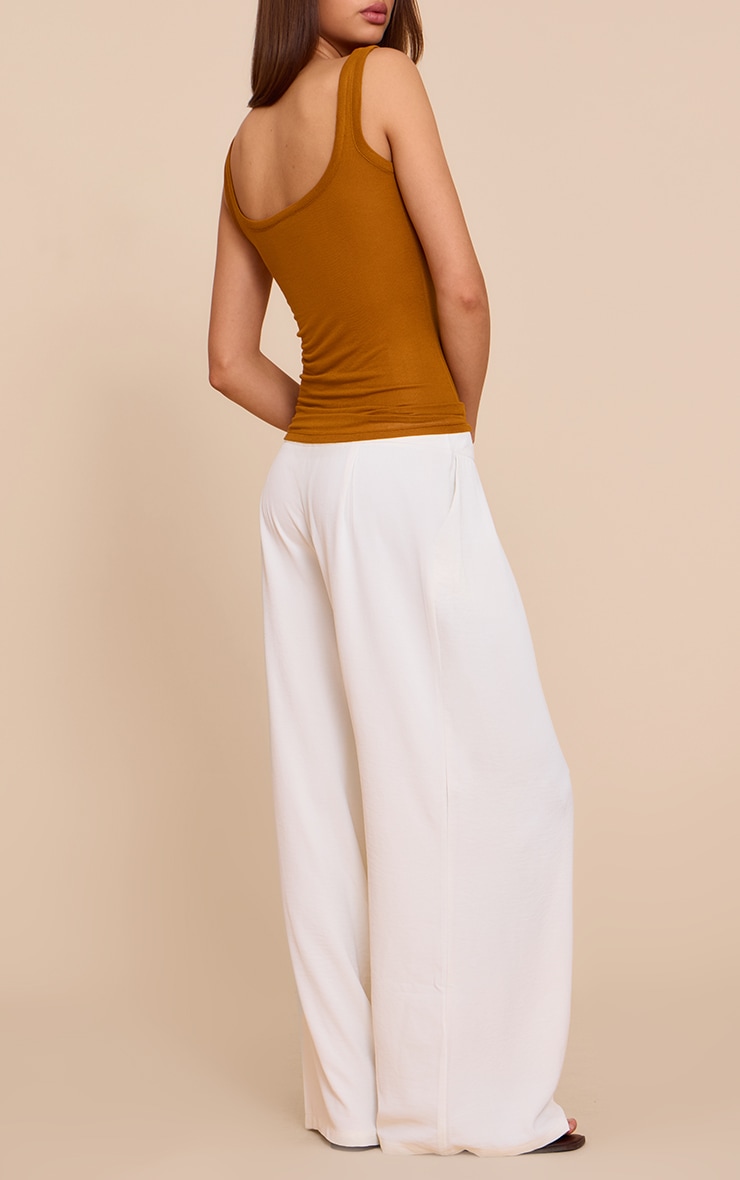 Cream Floaty Woven Double Pleat Wide Leg Pants image 3