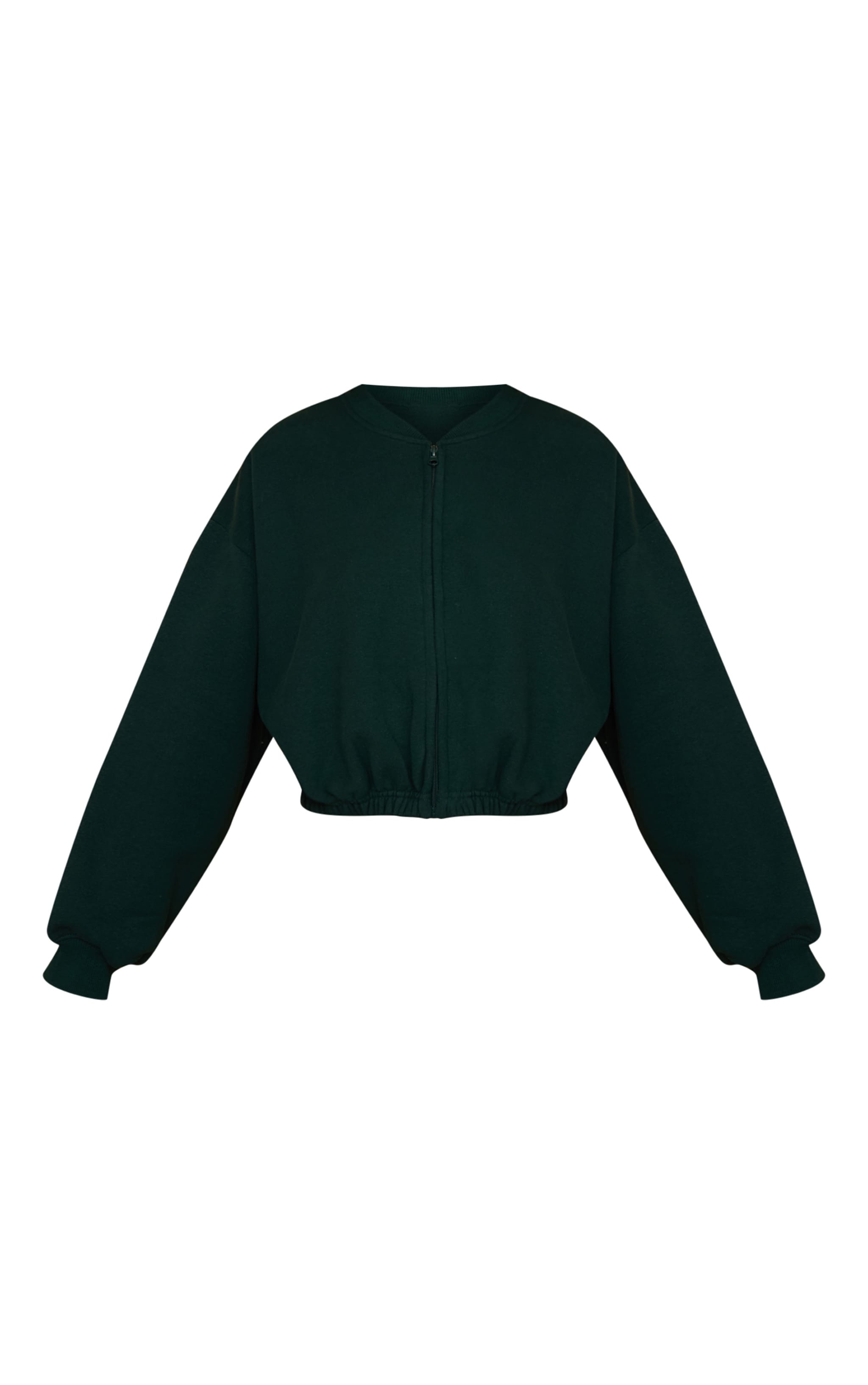 Pine Green Drawcord Waist Cropped Zip Up Sweatshirt image 5
