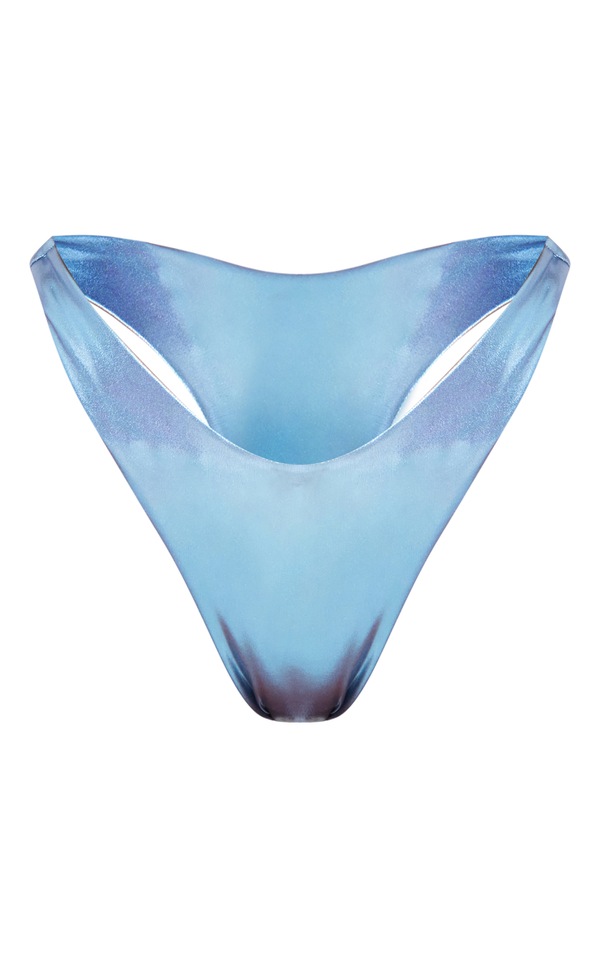 Blue Metallic High Leg Bikini Bottoms PrettyLittleThing