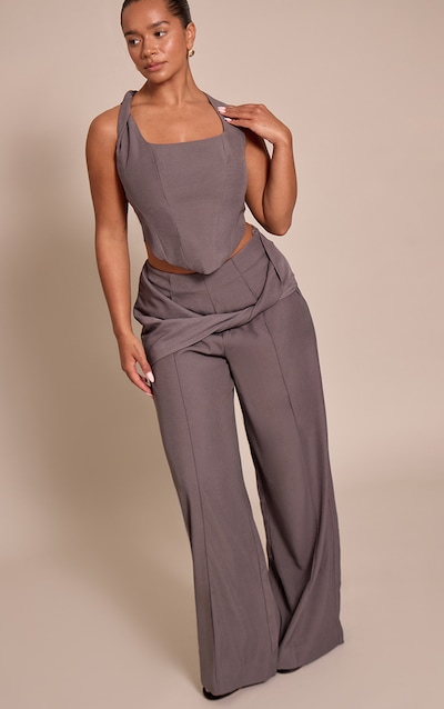 Shape Charcoal Twist Detail Wide Leg Pants