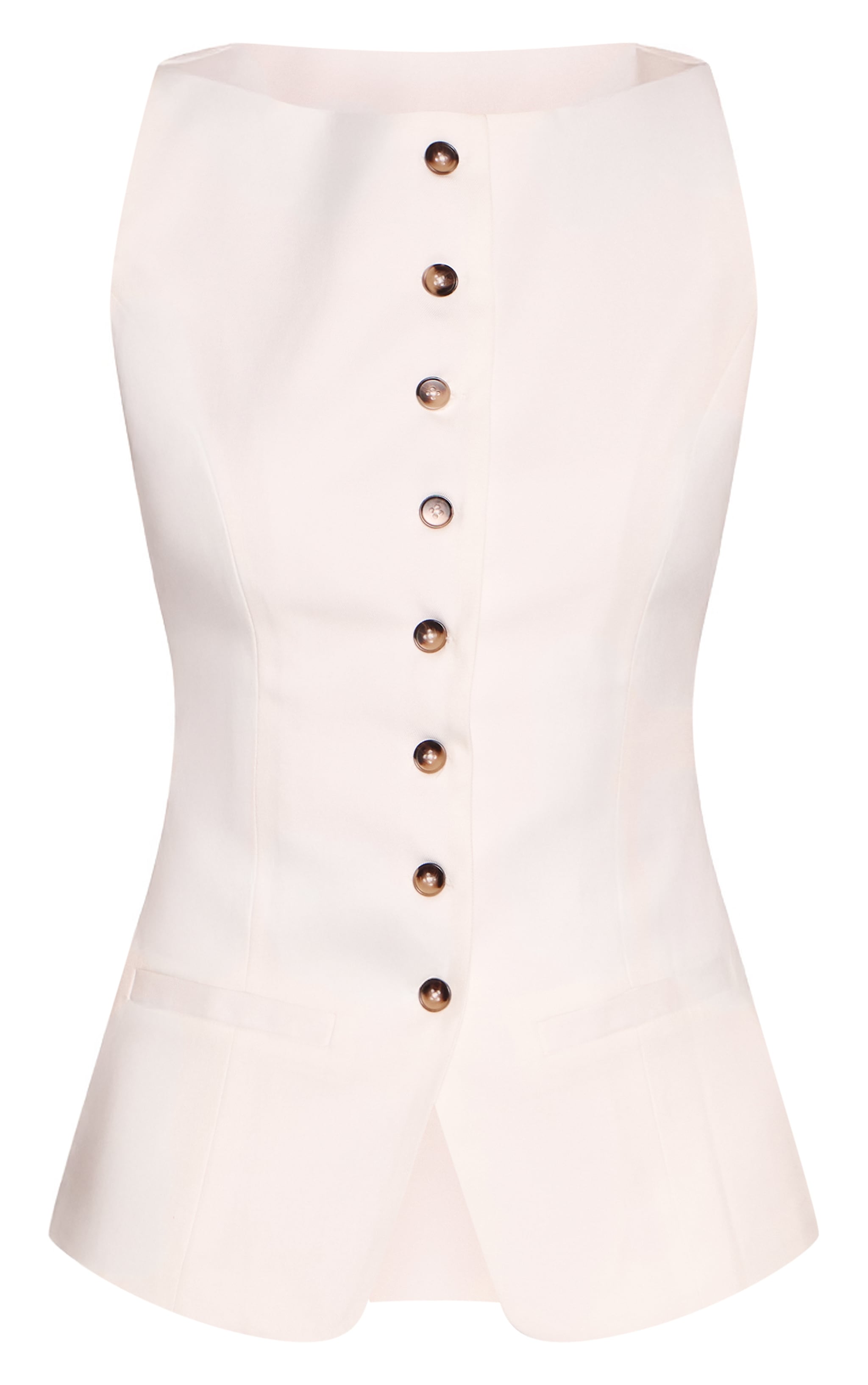 White Tailored Woven Boatneck Vest image 5