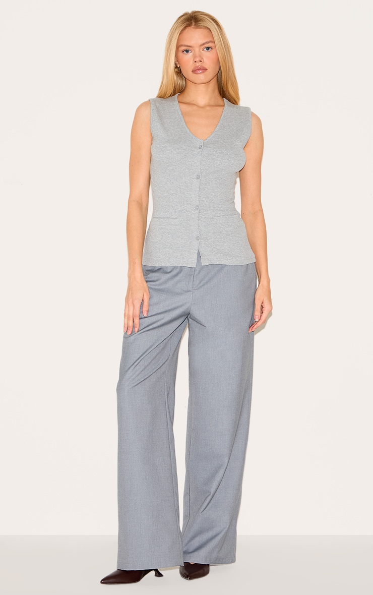 Grey Ribbed Knitted Sleeveless Waistcoat image 3