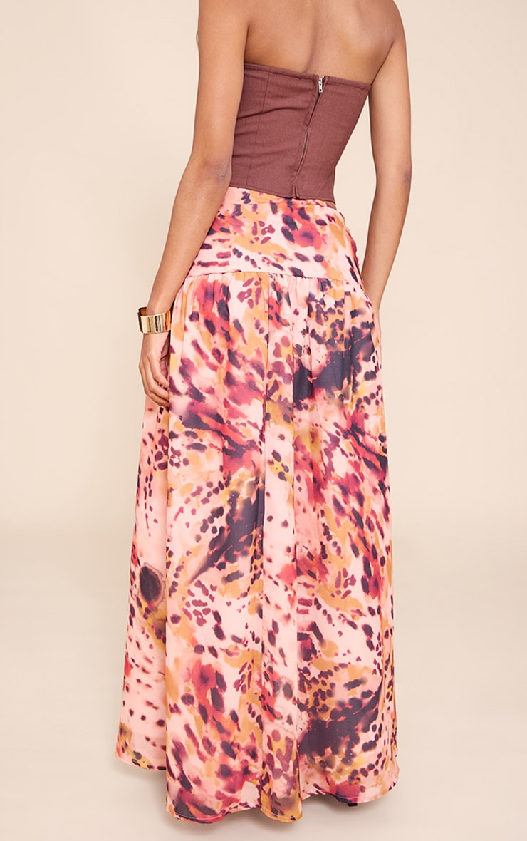 Multi Print Twist Front Thigh Split Maxi Skirt image 3