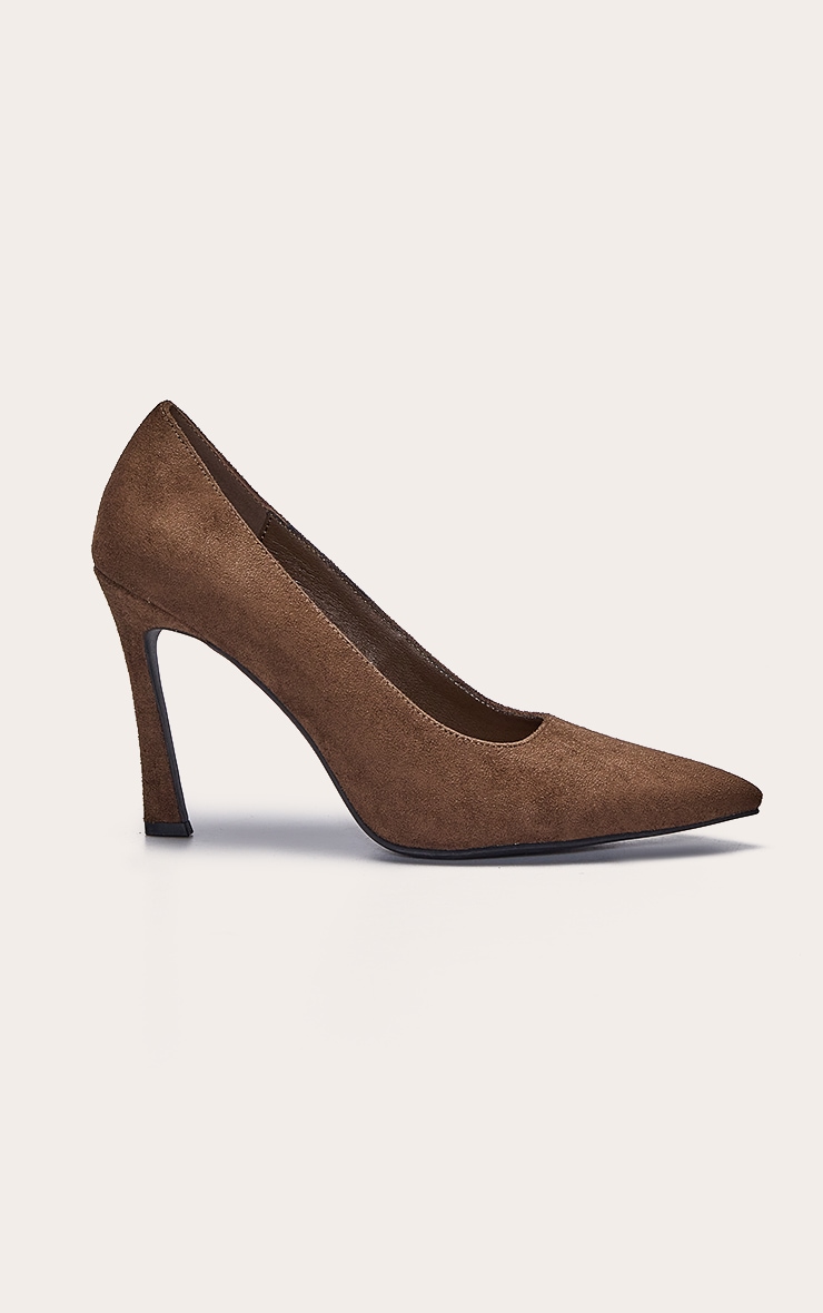 Coffee Faux Suede Court Shoe image 2