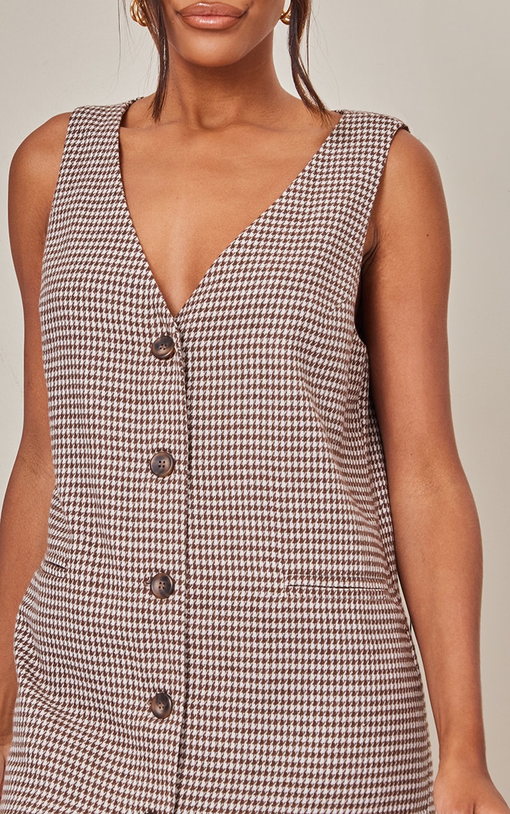 Chocolate Check Twill Vest Blazer Dress PrettyLittleThing USA