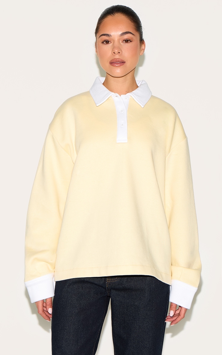 Butter Yellow Oversized Polo Sweatshirt image 1