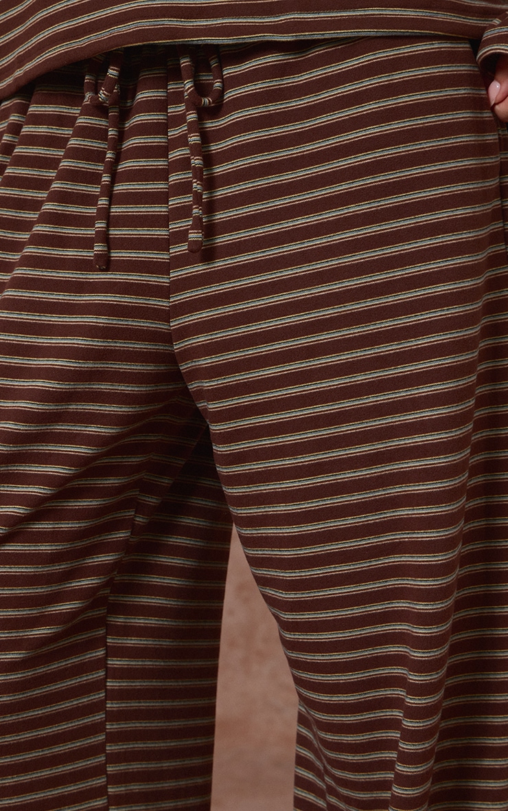 Chocolate Striped Soft Fleece Straight Leg Sweatpants image 4
