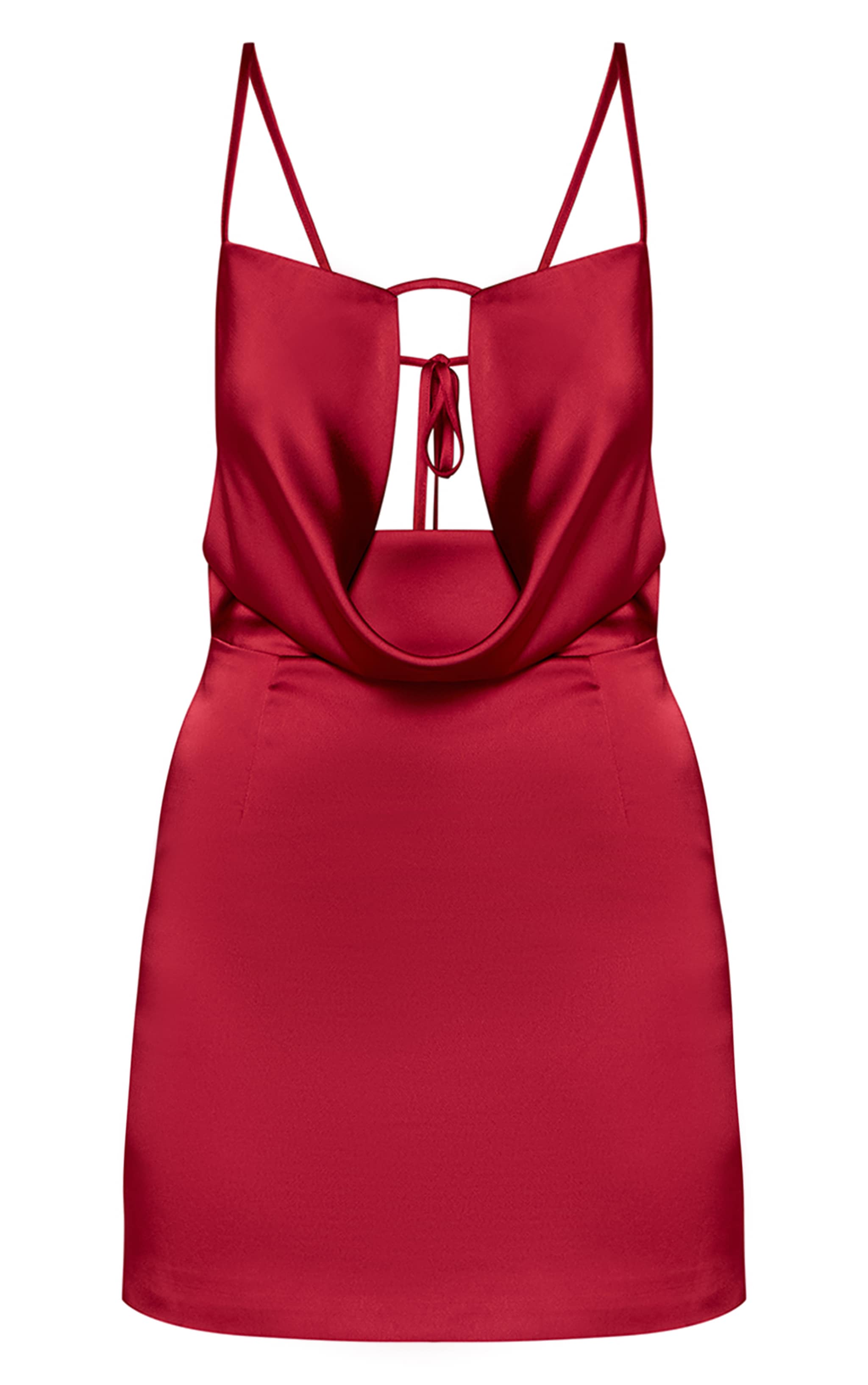 Wine Satin Cowl Neck Mini Shift image 5