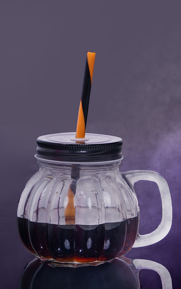 Pumpkin Glass Jar With Straw Home PrettyLittleThing