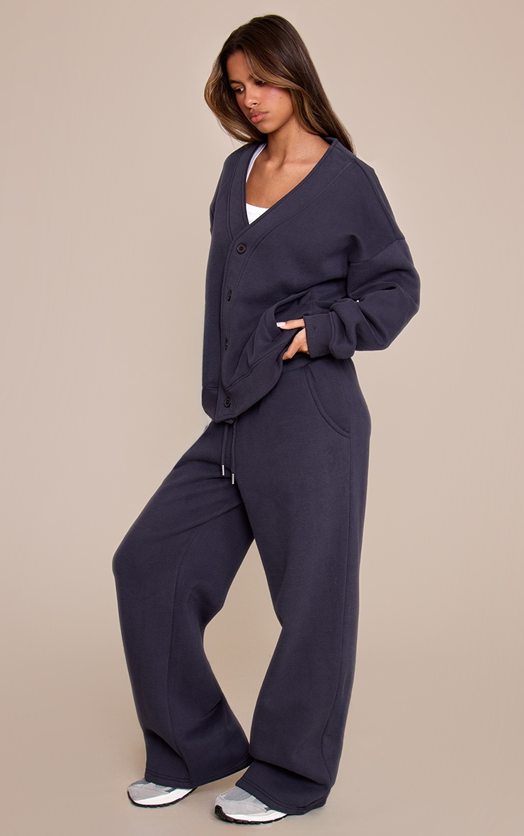 Petite Dark Navy Button Up Side Pocket Sweatshirt image 3