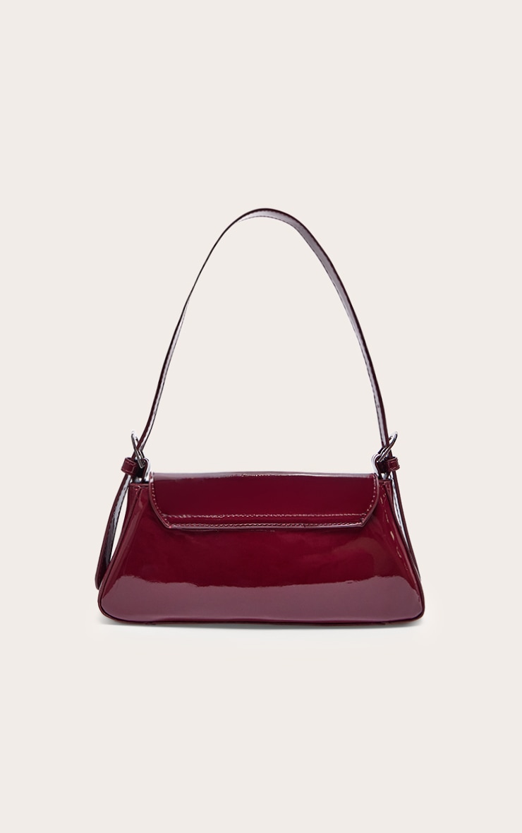 Burgundy Patent Trapeze Shoulder Bag | Accessories
