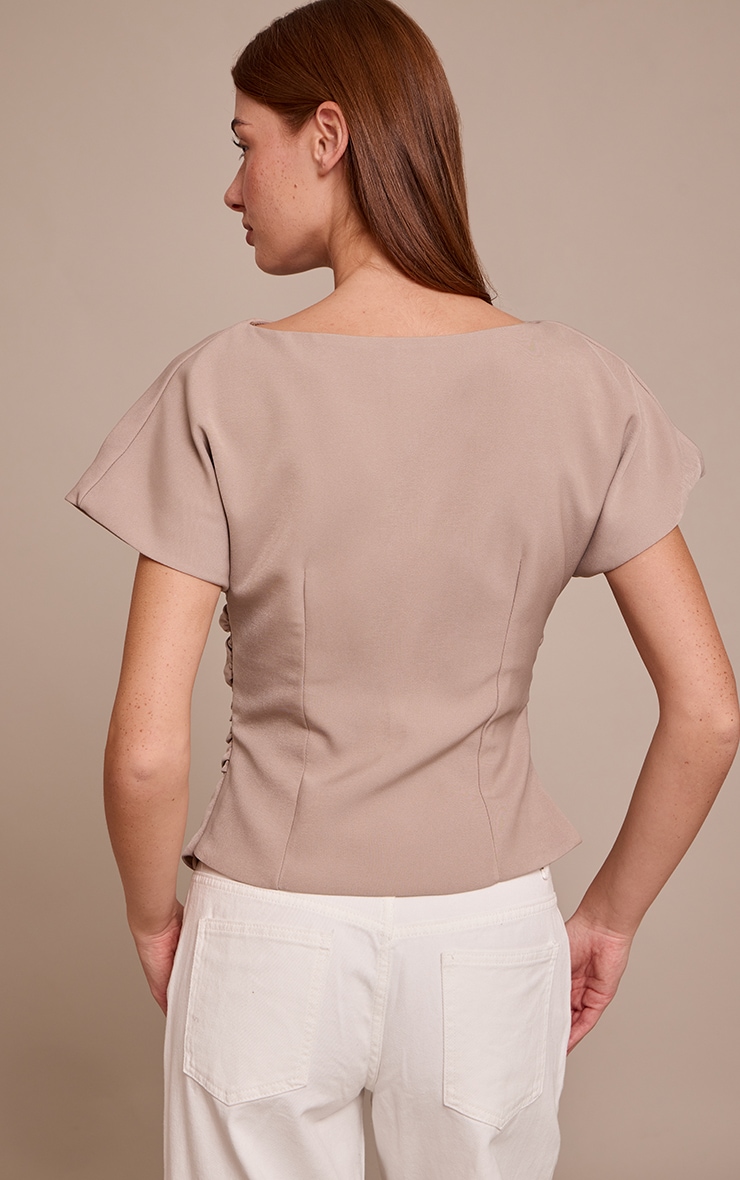 Stone Woven Ruched Cinched Waist Top  image 2