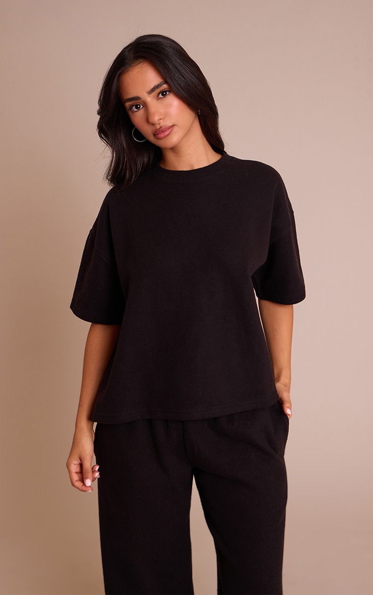Petite Black Soft Touch Boxy T-shirt