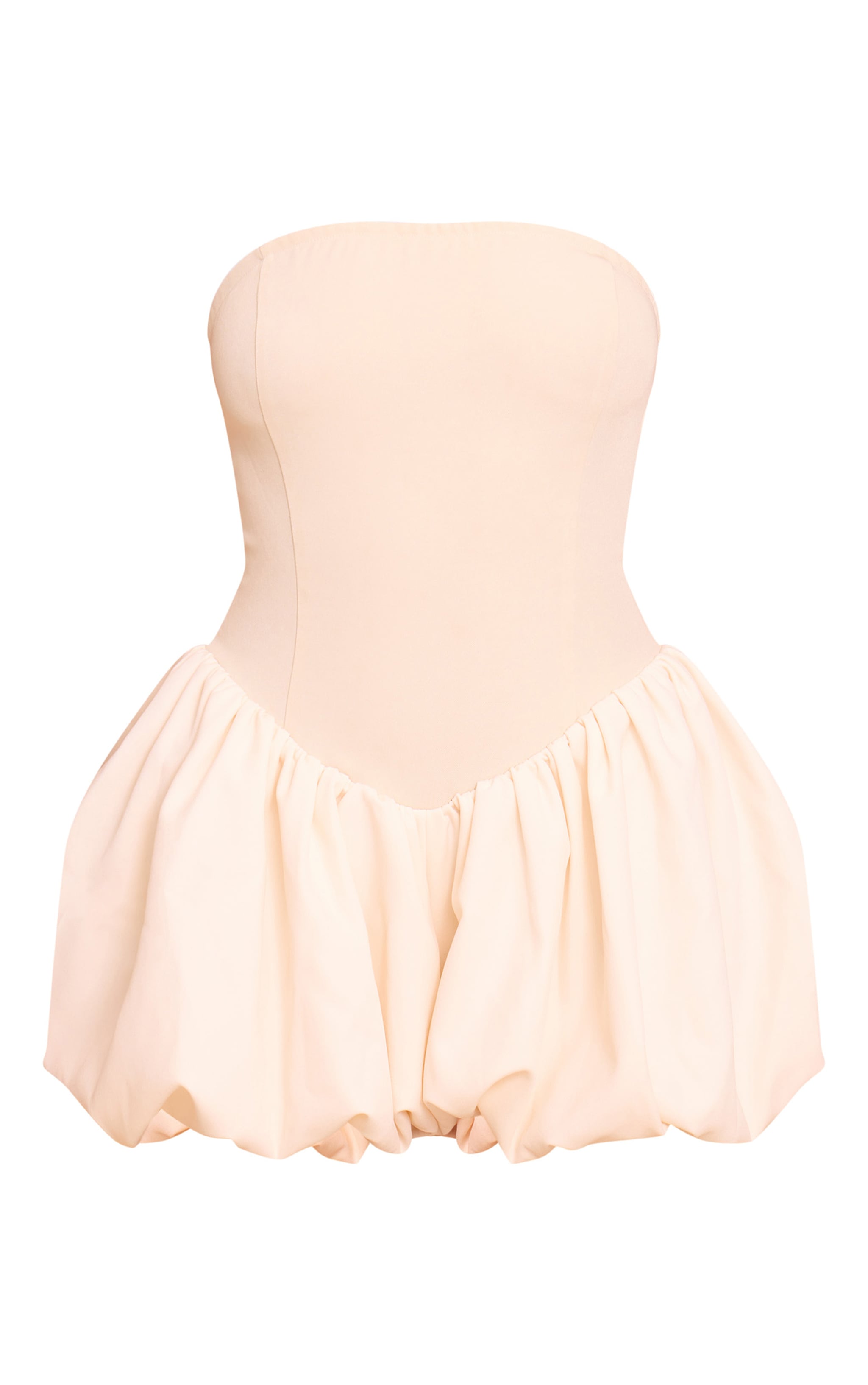 Combishort bustier tissé gris pierre à ourlet bouffant contrastant image 5