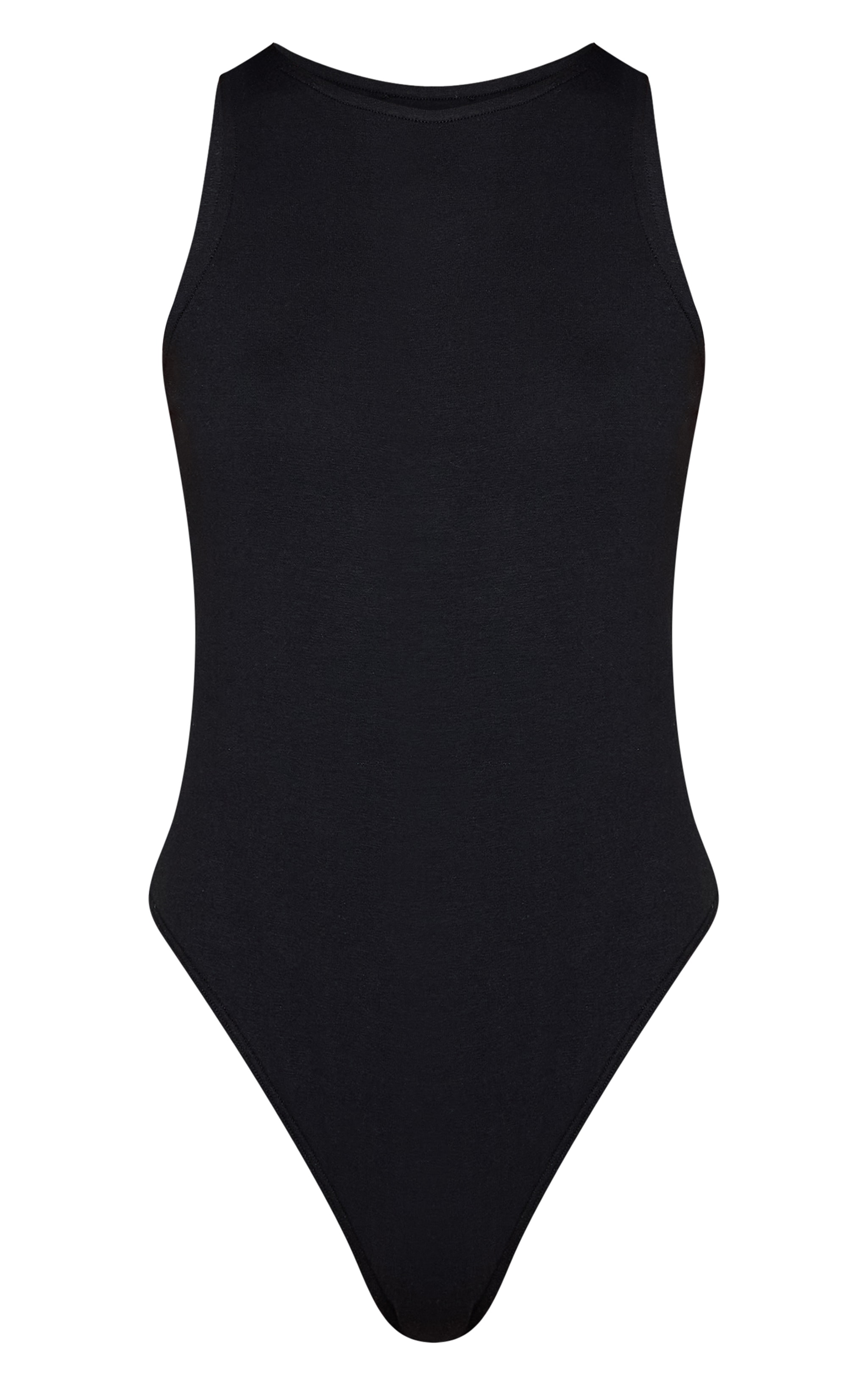 Black Soft Cotton Racer Sleeveless Bodysuit image 5