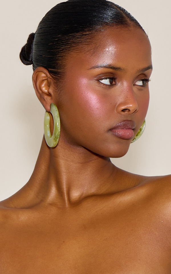 Green Resin Hoop Earrings