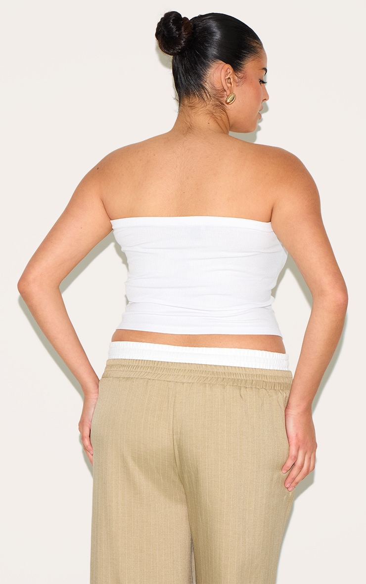 Plus White Soft Rib Bandeau Top image 2