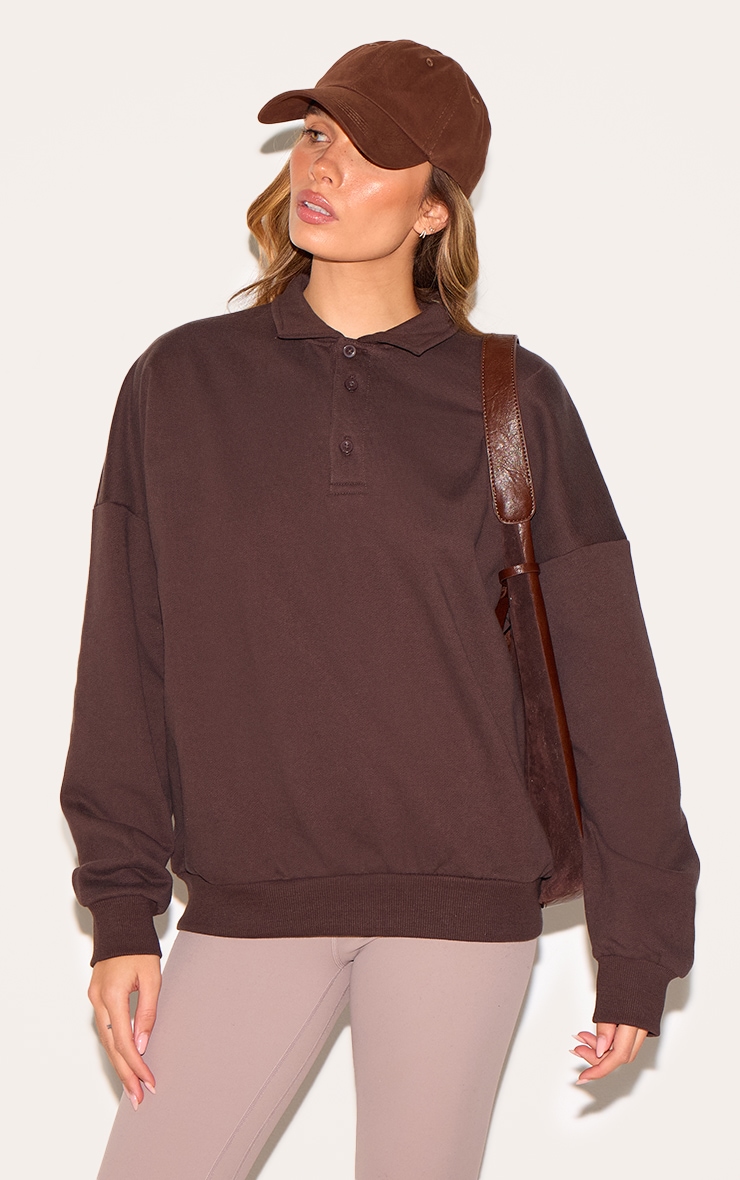 Chocolate Premium Sweat Oversized Polo image 1