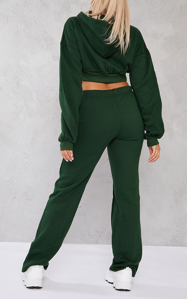 Petite Green Slogan Oversized Seam Detail Track Pants image 3